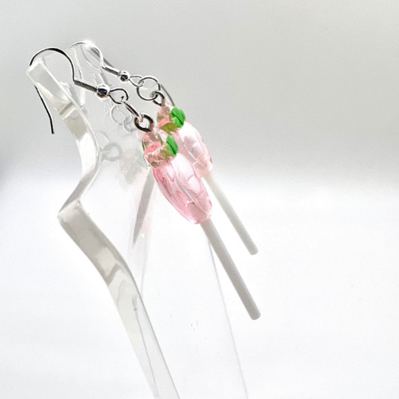 Pink Carrot Lollipop Earrings - Easter Earrings - Rabbit Earrings - Sucker Earri - Picture 3 of 9